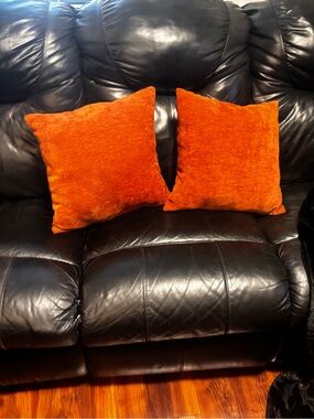 Plush Orange Decorative Throw Pillow Pair